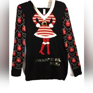 ****I Want It All Christmas Hoodie Sweater Selfie GIRL junior XS Size 1